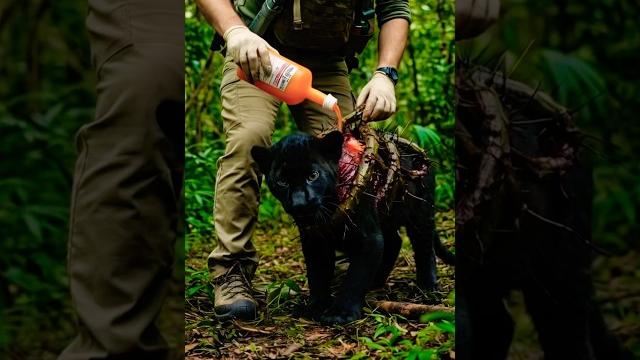 Injured black panther rescued after days in pain in jungle trap #wildliferescue #animalrescue Injured black panther rescued after days in pain in jungle trap #wildliferescue #animalrescue