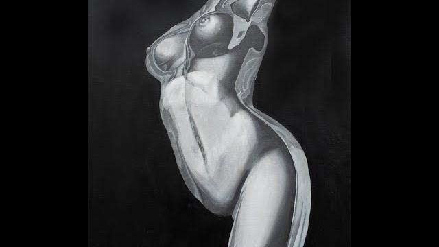 Modern art naked woman "authentic essence" concept painting oil on canvas 50x40 cm, by yapotapova Modern art naked woman "authentic essence" concept painting oil on canvas 50x40 cm, by yapotapova