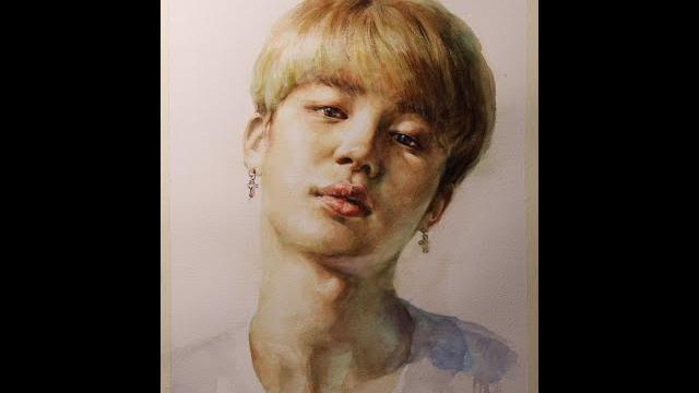 水彩肖像绘画演示–防弹少年团jimin 水彩肖像绘画演示–防弹少年团jimin