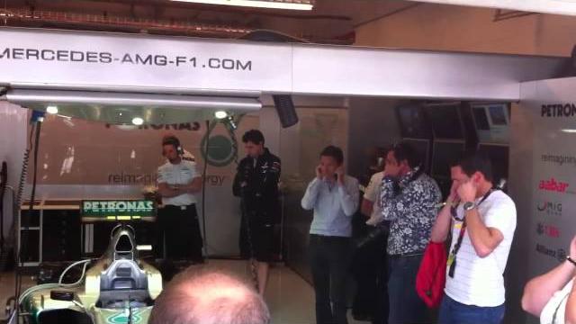 Mercedes pre-race engine test Mercedes pre-race engine test