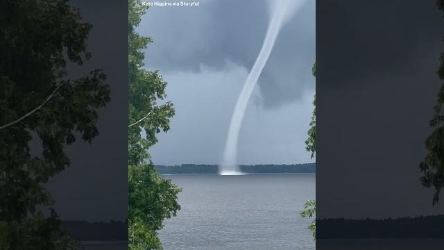 Waterspout forms on lake minnesota Waterspout forms on lake minnesota