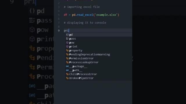 I import excel file with pandas and display it to console in 4sec using python | #python #code #fyp I import excel file with pandas and display it to console in 4sec using python | #python #code #fyp