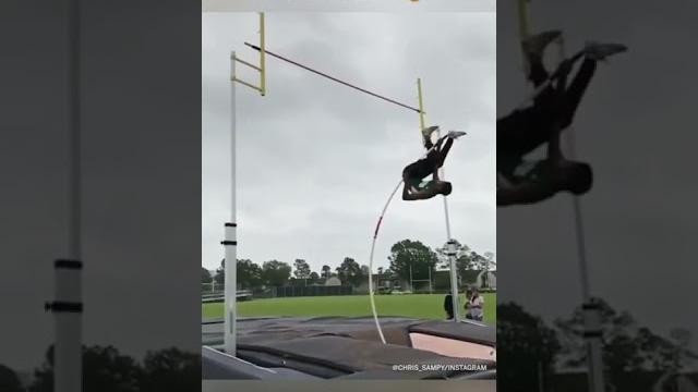 Pole vaulting can have the craziest outcomes Pole vaulting can have the craziest outcomes