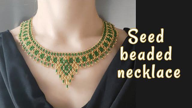 Simple beaded necklace with seed beads. beading tutorial Simple beaded necklace with seed beads. beading tutorial