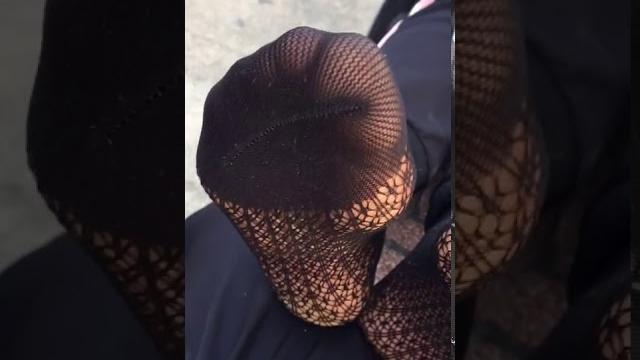 French muslim lady shows her feet in fishnets French muslim lady shows her feet in fishnets