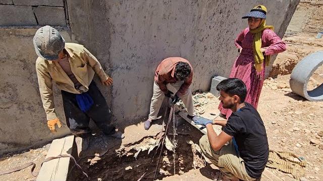 House construction; opening a toilet with the help of diggers House construction; opening a toilet with the help of diggers