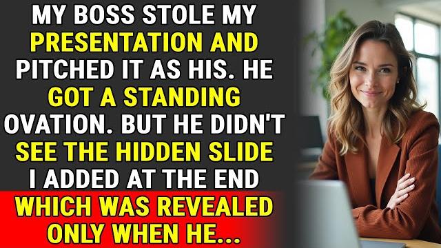 My boss stole my presentation and got a standing ovation- then my hidden slide exposed everything My boss stole my presentation and got a standing ovation- then my hidden slide exposed everything