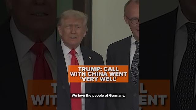 Trump says call with china's xi went 'very well'; welcomes german chancellor to white house Trump says call with china's xi went 'very well'; welcomes german chancellor to white house