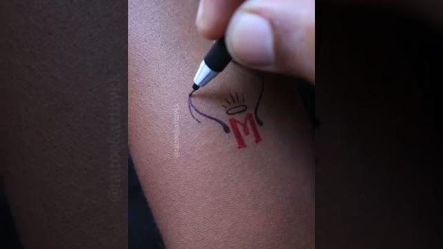 M letter with wings tattoo #shorts M letter with wings tattoo #shorts