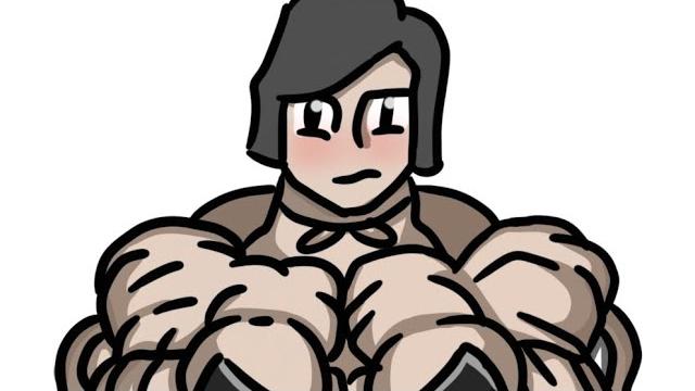 Muscular girl rips shirt (animation) Muscular girl rips shirt (animation)