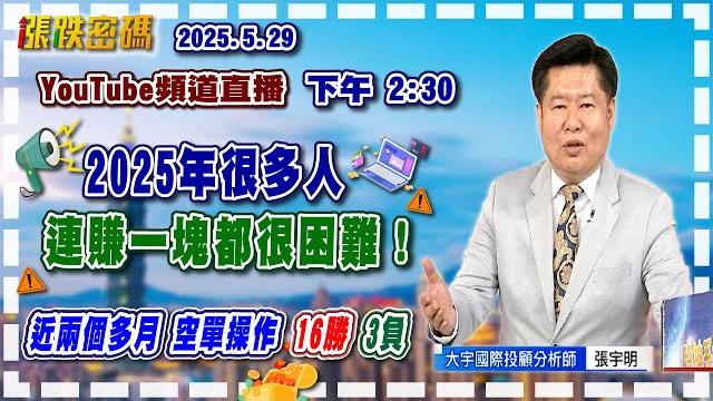 2025.5.29 張宇明台股解盤 2025年很多人連賺一塊都很困難!【#張宇明分析師】 2025.5.29 張宇明台股解盤 2025年很多人連賺一塊都很困難!【#張宇明分析師】
