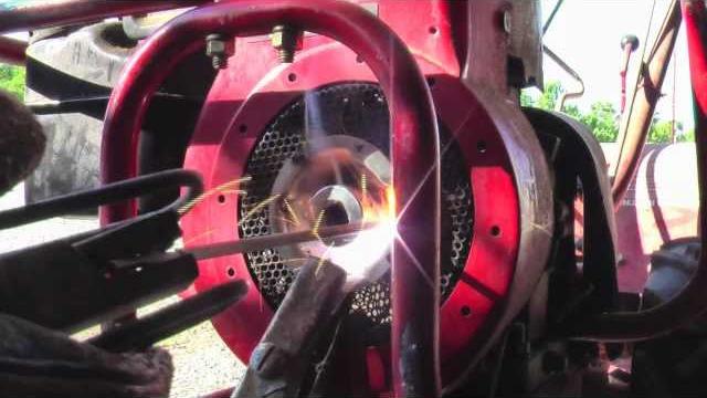 Welding socket on tiller for drill starting Welding socket on tiller for drill starting