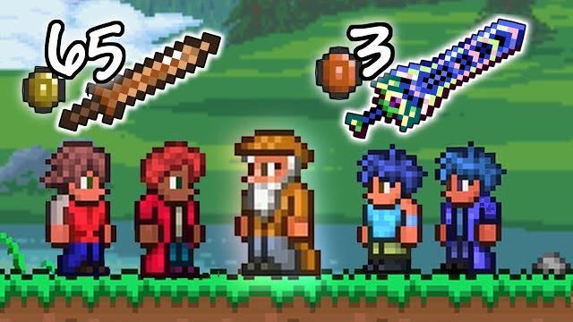 Terraria 2v2 race, but shops give random items.. Terraria 2v2 race, but shops give random items..