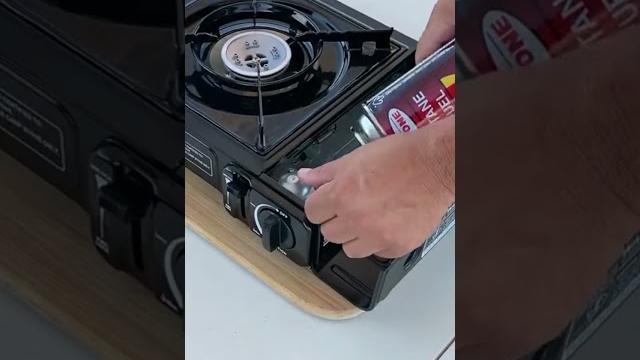 Lock in butane canister on camping stove #camping Lock in butane canister on camping stove #camping