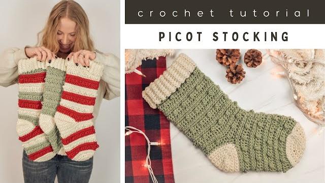 Picot stocking - crochet christmas stocking tutorial Picot stocking - crochet christmas stocking tutorial