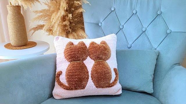 Мк подушка с котиками крючком ️ how to crochet pillow with silhoette of the cats 3d #3dcrochet Мк подушка с котиками крючком ️ how to crochet pillow with silhoette of the cats 3d #3dcrochet