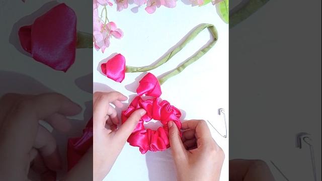 Pink rose scrunchies #shorts Pink rose scrunchies #shorts