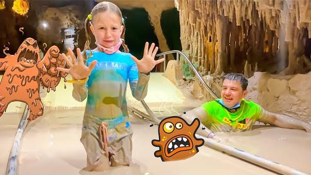 Nastya and daddy got into the unusual adventure park Nastya and daddy got into the unusual adventure park