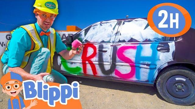 Blippi destroys a car & paints graffiti | blippi and meekah best friend adventures | educational tv Blippi destroys a car & paints graffiti | blippi and meekah best friend adventures | educational tv