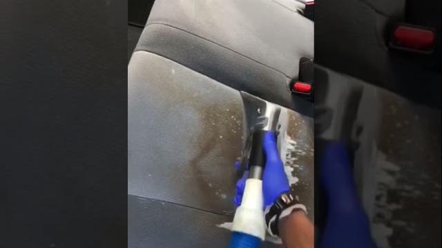 Cleaning up spills and dirt on car seat with mytee 8070 extractor with heater and potion6 pre spray Cleaning up spills and dirt on car seat with mytee 8070 extractor with heater and potion6 pre spray
