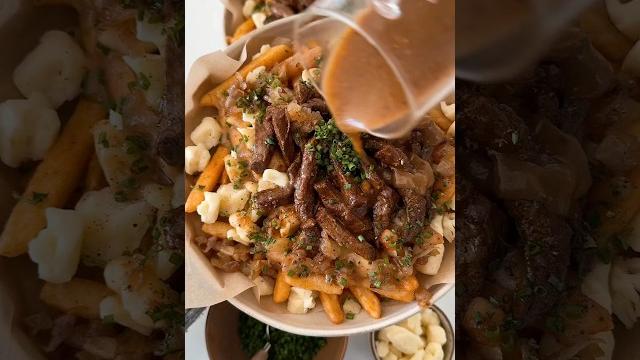 Ultimate cozy night-in meal homemade poutine with sautéed beef | comfort food goals! #shorts Ultimate cozy night-in meal homemade poutine with sautéed beef | comfort food goals! #shorts