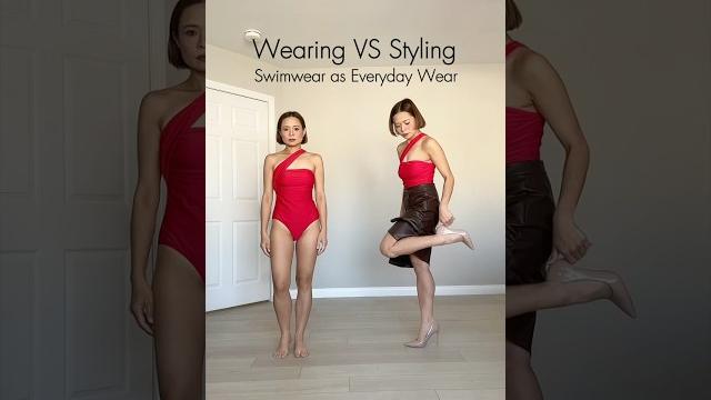 Wearing vs styling - red swimsuit ️ #shorts Wearing vs styling - red swimsuit ️ #shorts