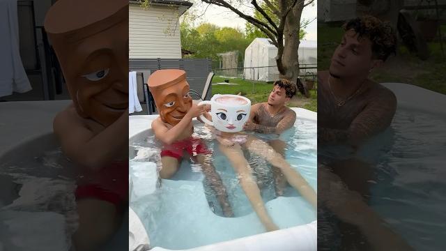 We drank ballerina cappuccina in hot tub!! We drank ballerina cappuccina in hot tub!!