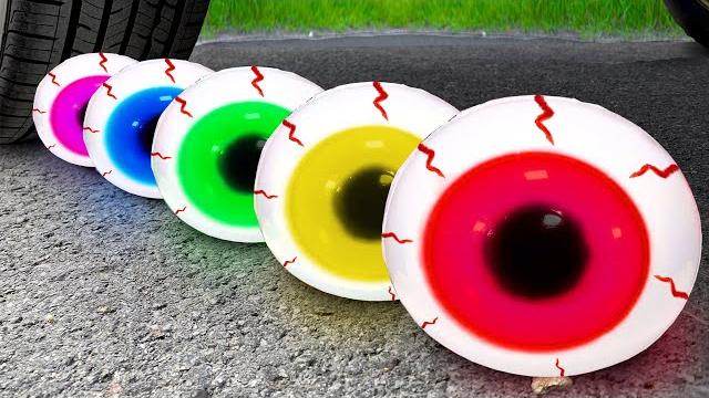 Car vs giant slime things balls with crushing soft, crunchy things & experiment car | crunchy ex Car vs giant slime things balls with crushing soft, crunchy things & experiment car | crunchy ex