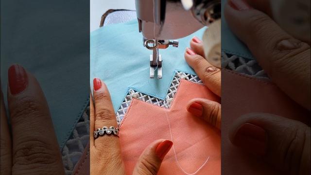 Sewing tips and tricks how to attach joint lace in triagular pattren | insert lace attatch #shorts Sewing tips and tricks how to attach joint lace in triagular pattren | insert lace attatch #shorts