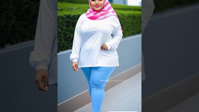 Plus-size emirati hijab girl in stylish t-shirt and leggings | ai model lookbook #hijabi #hijabers Plus-size emirati hijab girl in stylish t-shirt and leggings | ai model lookbook #hijabi #hijabers