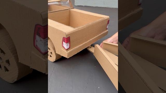 Carro de papelão com carretinha reboque #shorts Carro de papelão com carretinha reboque #shorts