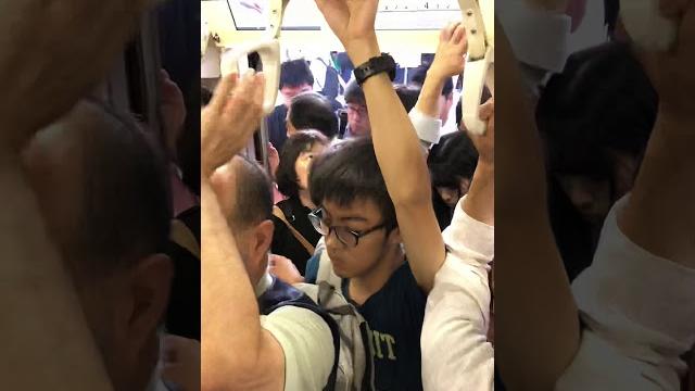 Morning rush hour in tokyo subway (heading to shinjuku) Morning rush hour in tokyo subway (heading to shinjuku)