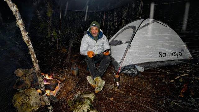 Winter camping in a snow storm Winter camping in a snow storm