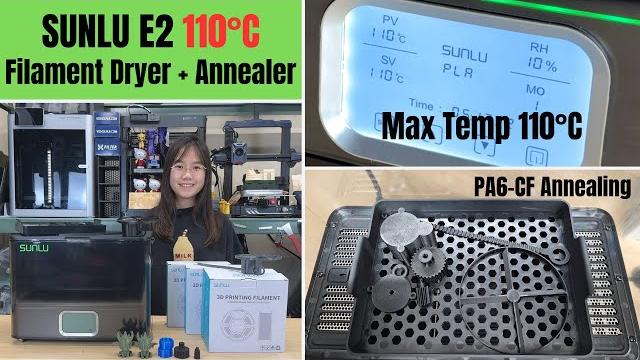 Sunlu e2 filament dryer + annealer: 110°c max temp for pa-cf, polycarbonate, nylon, pva, tpu drying Sunlu e2 filament dryer + annealer: 110°c max temp for pa-cf, polycarbonate, nylon, pva, tpu drying