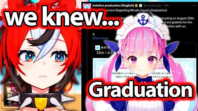 Bae addresses aqua's graduation 【hololive】 Bae addresses aqua's graduation 【hololive】