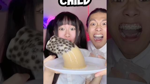Adult vs child emoji food challenge asmr bubble teaboba #asmr #mukbang #funny #milo Adult vs child emoji food challenge asmr bubble teaboba #asmr #mukbang #funny #milo