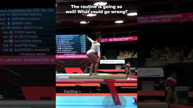 One foot slip and it's all over #gymnastics #fail #beam One foot slip and it's all over #gymnastics #fail #beam