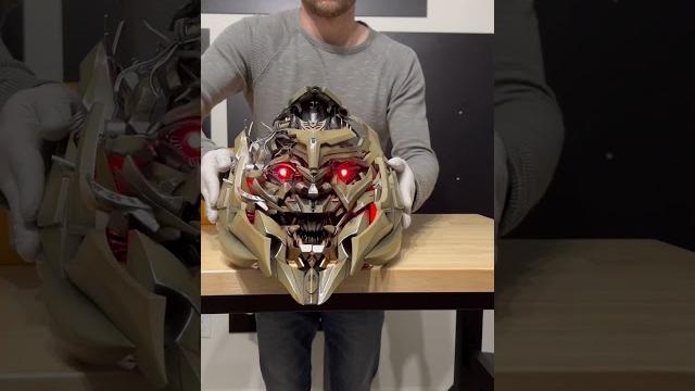 This helmet is so real! megatron! #transformers #megatron #unboxing #optimusprime #robot This helmet is so real! megatron! #transformers #megatron #unboxing #optimusprime #robot