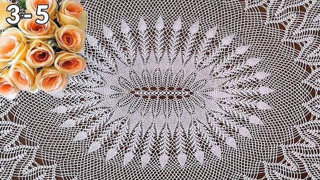 Crochet oval tablecloth, sakura, 3-5 Crochet oval tablecloth, sakura, 3-5