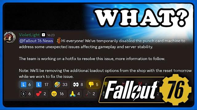 Fallout 76: loadout machine disabled... :| (it doesn't affect stat lock 'feature' aka bug) Fallout 76: loadout machine disabled... :| (it doesn't affect stat lock 'feature' aka bug)