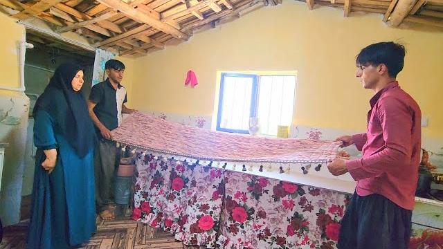 "sewing a beautiful tablecloth for the kitchen service and making a wooden beam for the veranda" "sewing a beautiful tablecloth for the kitchen service and making a wooden beam for the veranda"