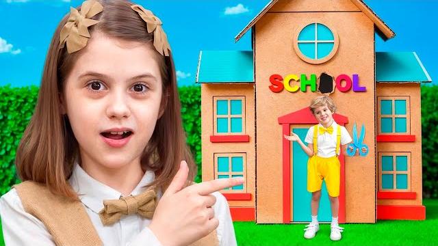 Cardboard school adventure for kids with eva Cardboard school adventure for kids with eva