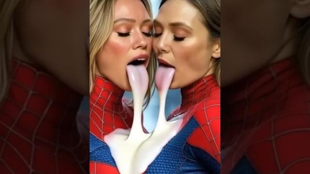 Lesbian kiss #kiss #spiderman Lesbian kiss #kiss #spiderman