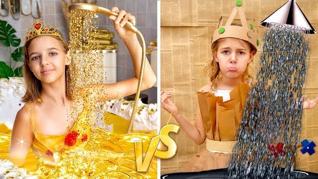 Five kids rich princess vs broke princess | the story of princesses Five kids rich princess vs broke princess | the story of princesses