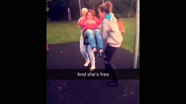 Sister getting saved from a baby swing Sister getting saved from a baby swing