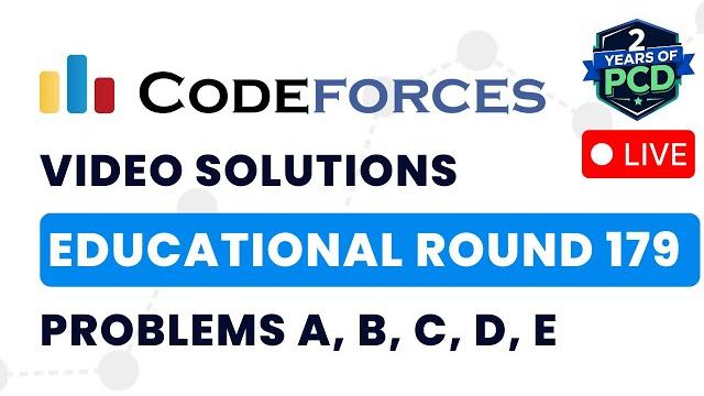 Educational codeforces round 179 | video solutions - a to e | by pradyumn | tle eliminators Educational codeforces round 179 | video solutions - a to e | by pradyumn | tle eliminators
