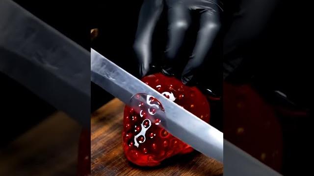 Cutting glass strawberry asmr mukbang | satisfying Cutting glass strawberry asmr mukbang | satisfying