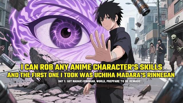 I can rob any anime character's skills, and the first one i took was uchiha madara's rinnegan I can rob any anime character's skills, and the first one i took was uchiha madara's rinnegan