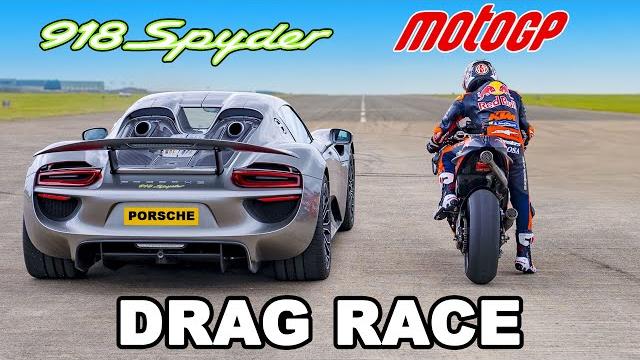 Porsche 918 spyder v red bull motogp bike: drag race Porsche 918 spyder v red bull motogp bike: drag race