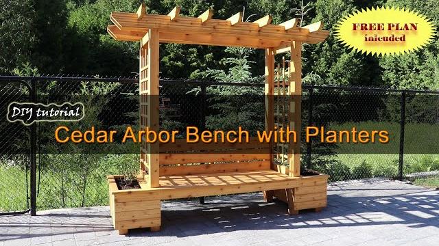 Stunning cedar arbor bench with planters, diy - step-by-step tutorial. free plan included. Stunning cedar arbor bench with planters, diy - step-by-step tutorial. free plan included.